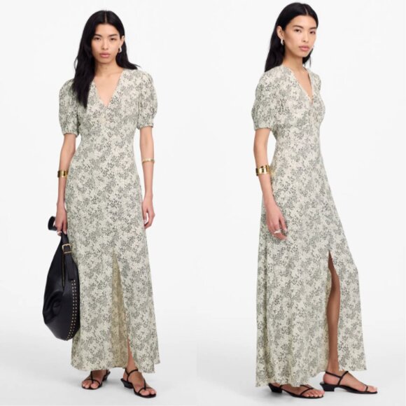 Madewell Puff-Sleeve V-Neck Maxi Dress in Floral NWT in Harper Floral Ivory 6 - Picture 1 of 14